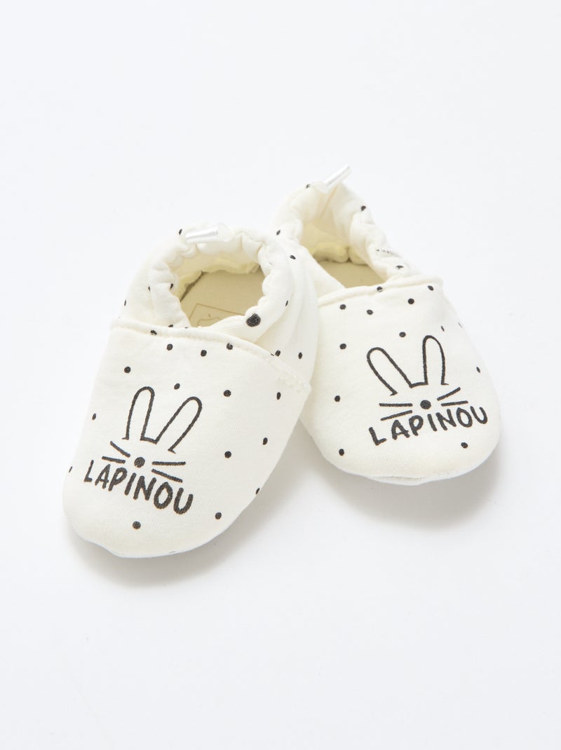 Chaussons en tissu imprimé animal Blanc - Kiabi