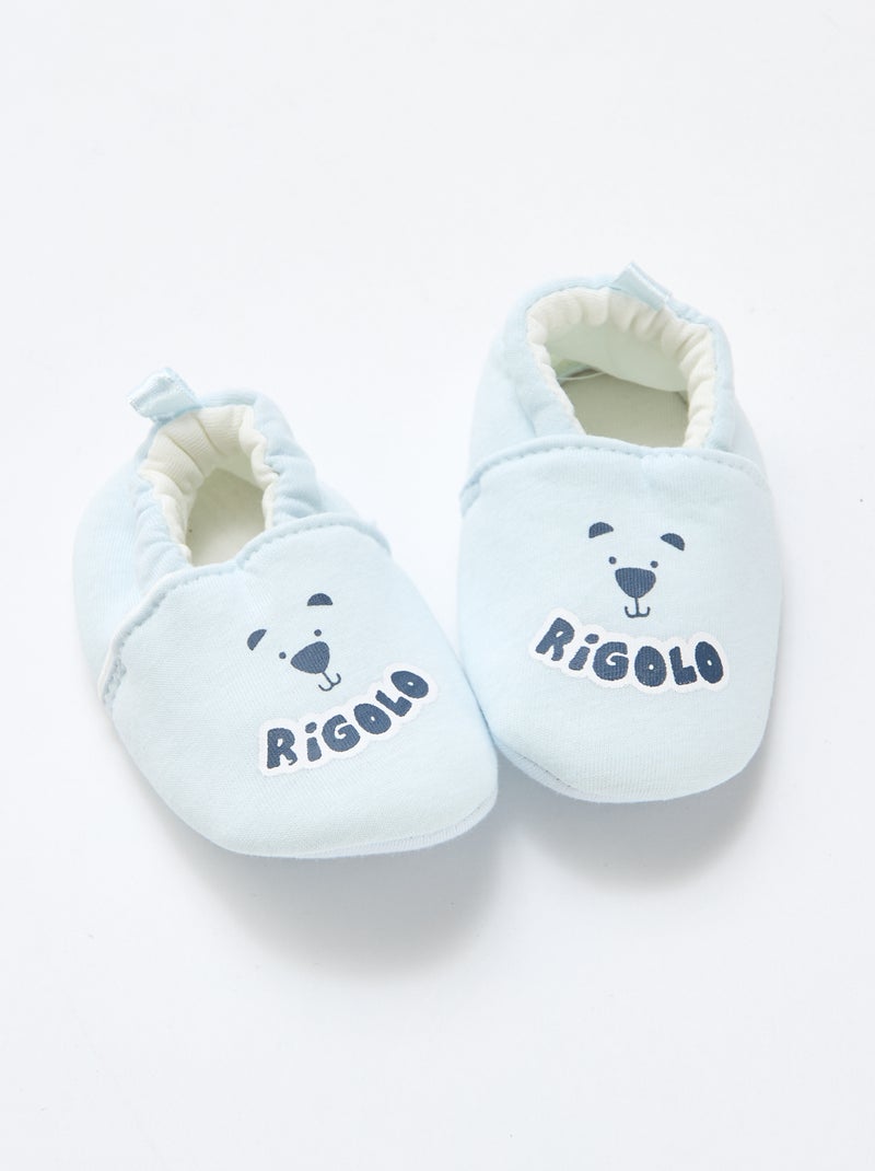 Chaussons en tissu imprimé animal Bleu - Kiabi