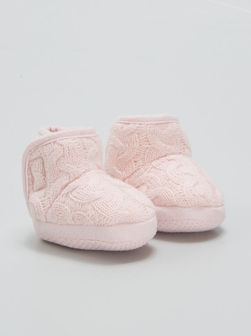 Chaussons en tricot Rose - Kiabi