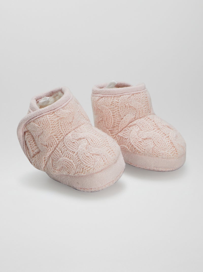 Chaussons en tricot torsadé Rose - Kiabi