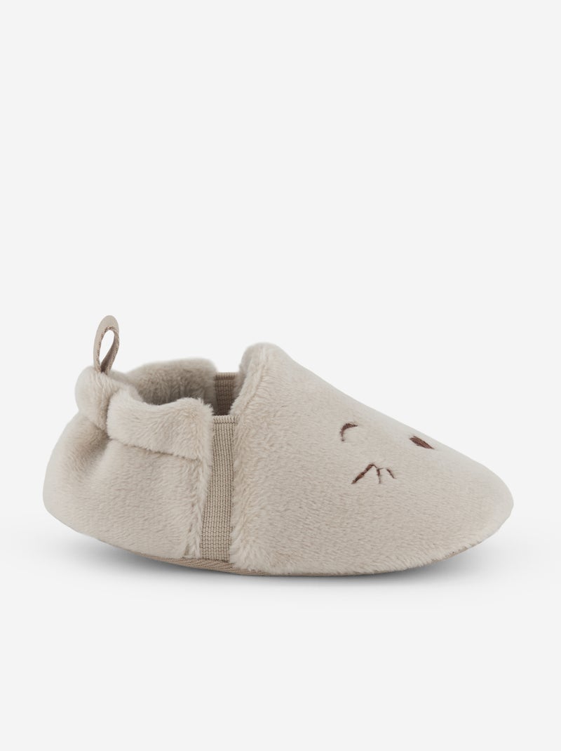 Chaussons en velours beige - Kiabi