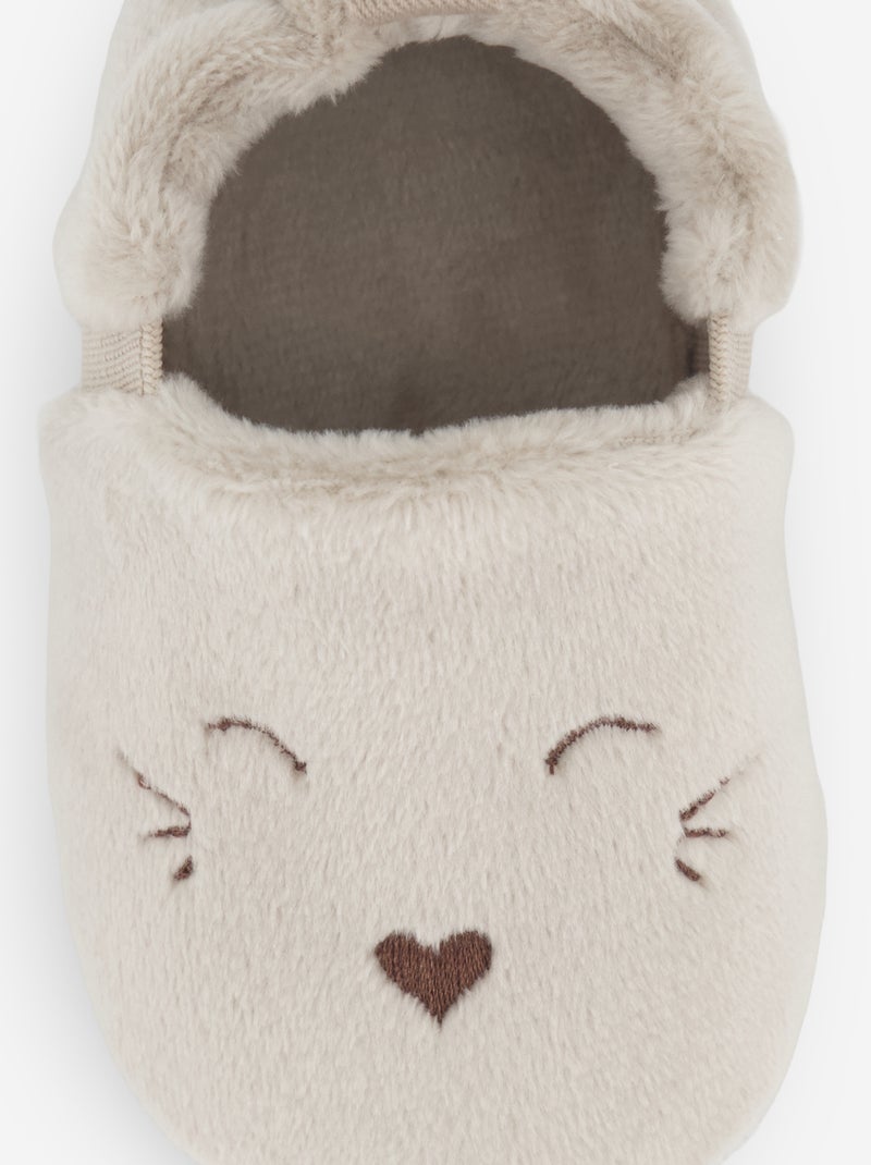 Chaussons en velours beige - Kiabi