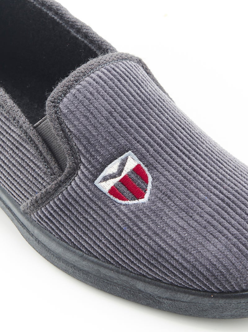 Chaussons en velours côtelé - Damart Gris - Kiabi