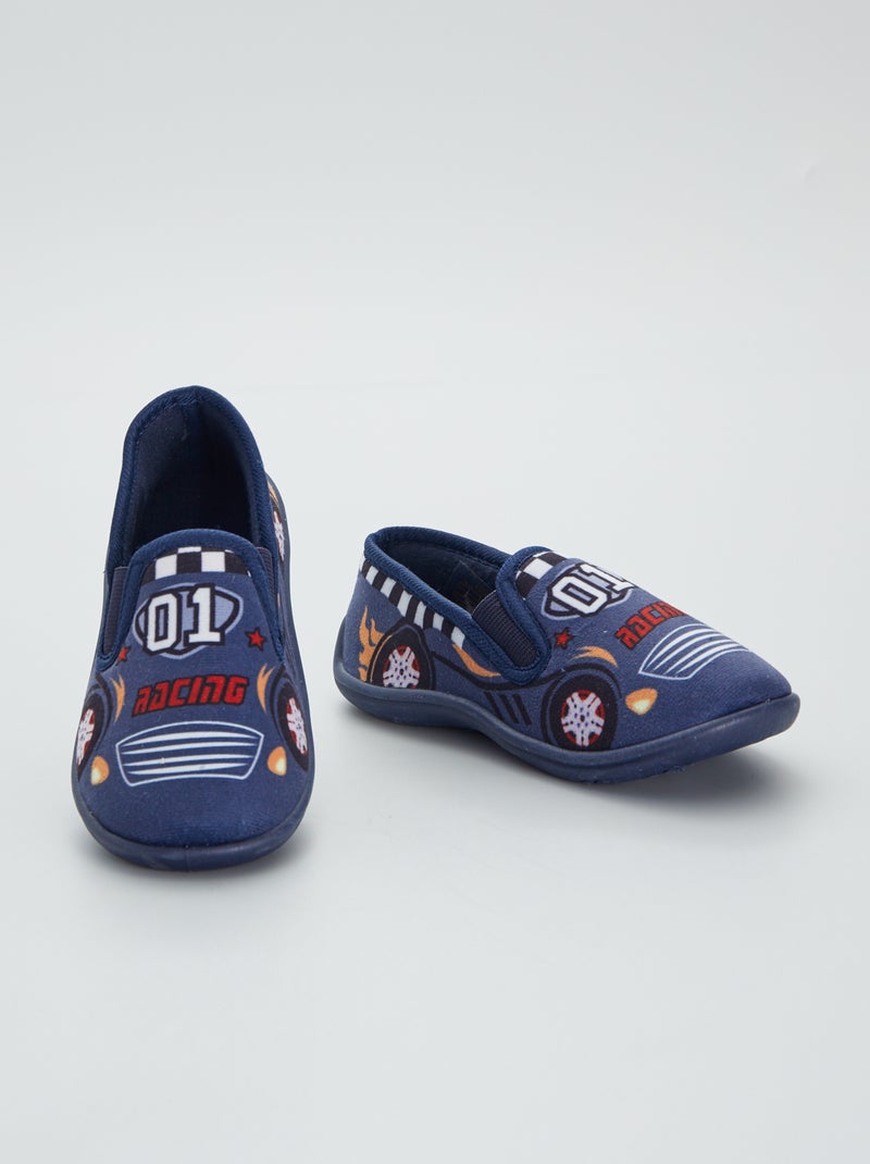 Chaussons en velours esprit 'automobile' Bleu - Kiabi