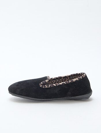 Chaussons en velours intérieur léopard