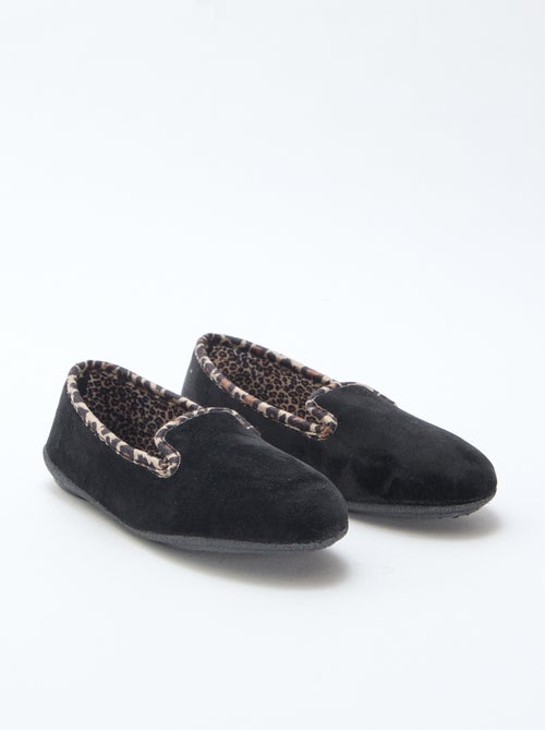 Chaussons en velours intérieur léopard - Kiabi