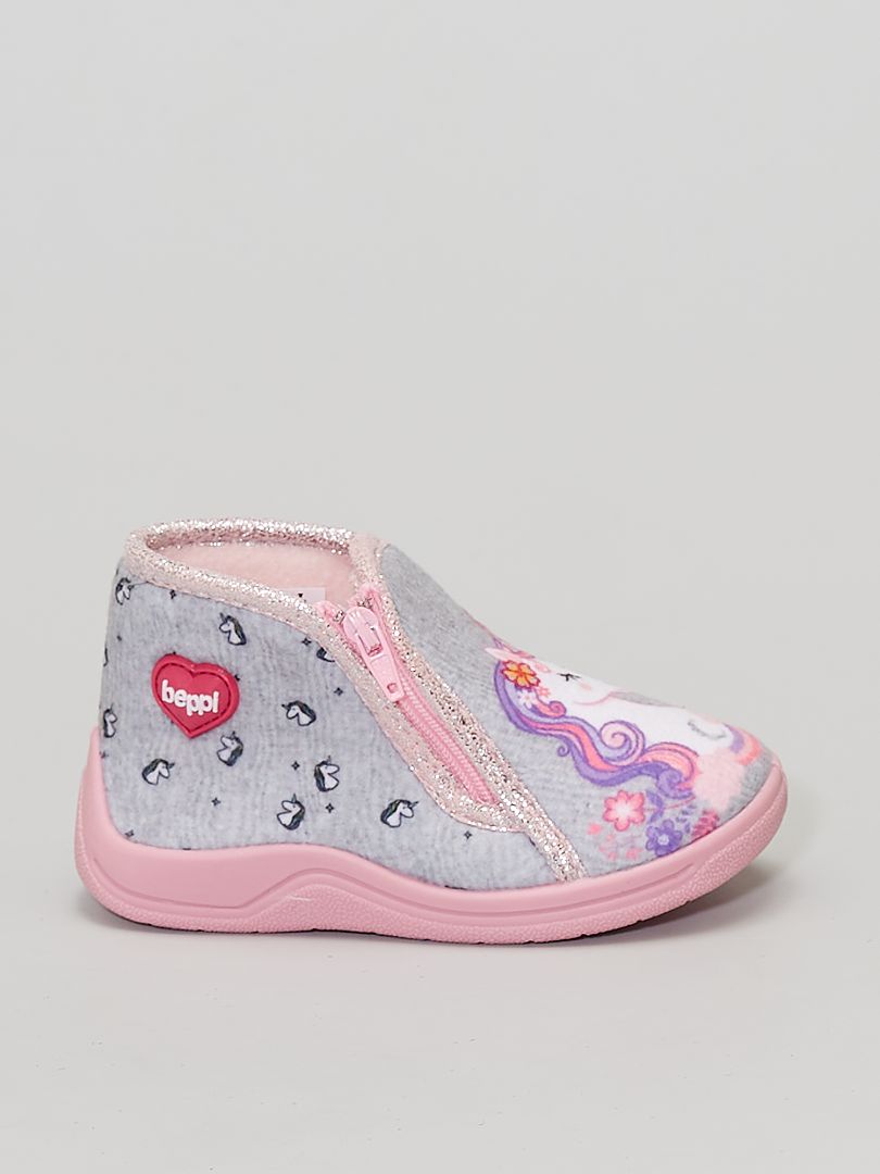 Chaussons bébé en velours - Rose - Kiabi - 5.00€