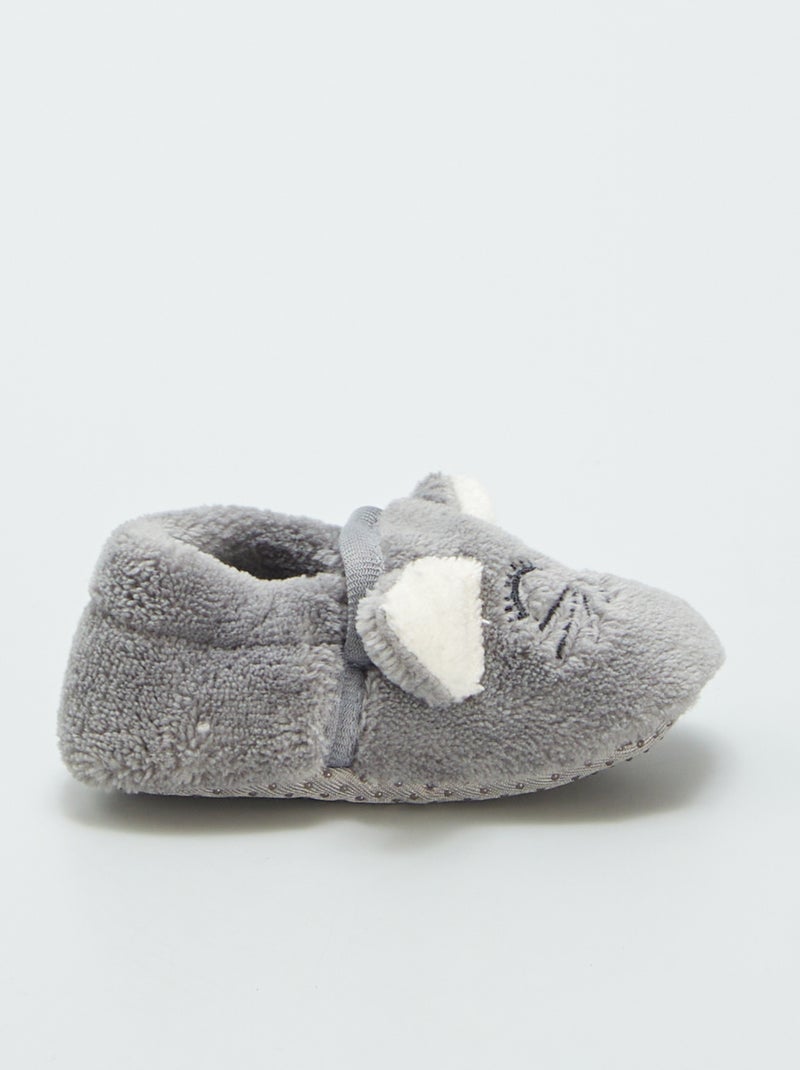 Chaussons en velours 'souris' Gris - Kiabi