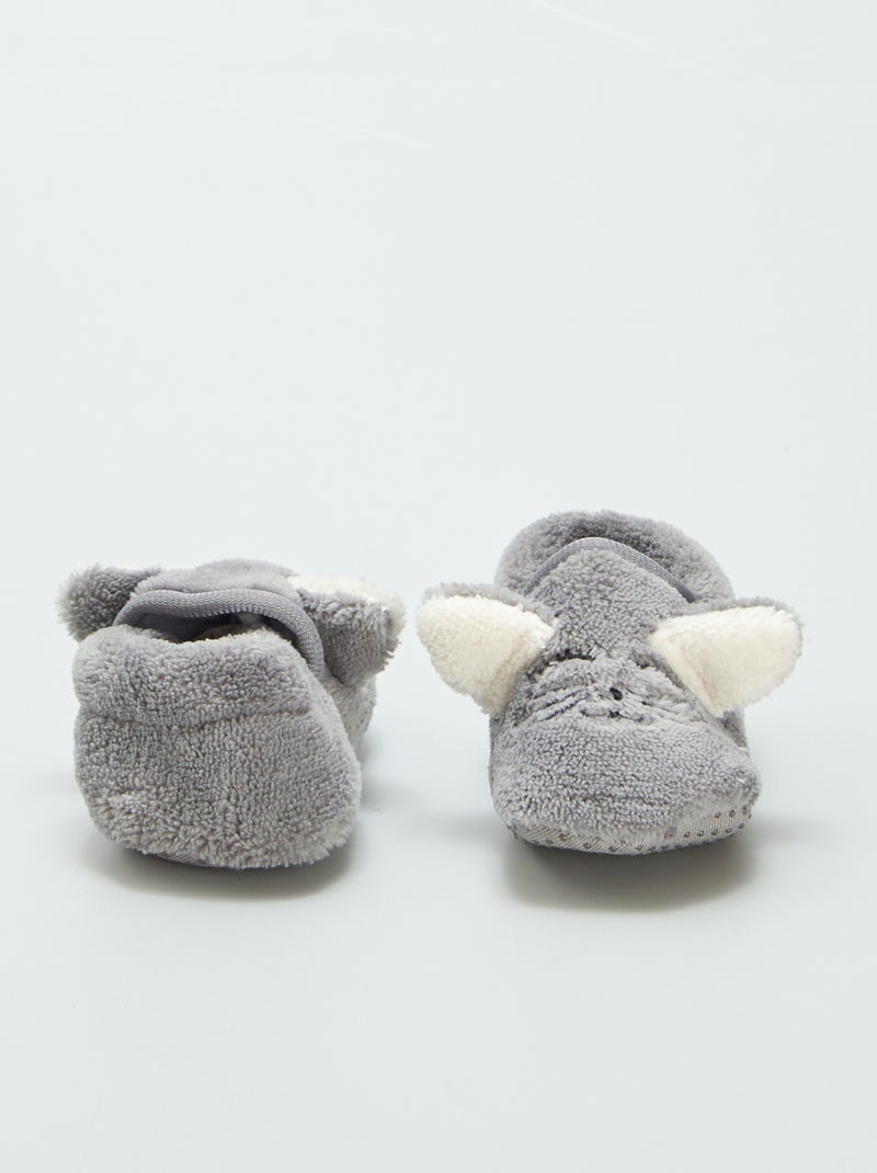Chaussons en velours 'souris' Gris - Kiabi
