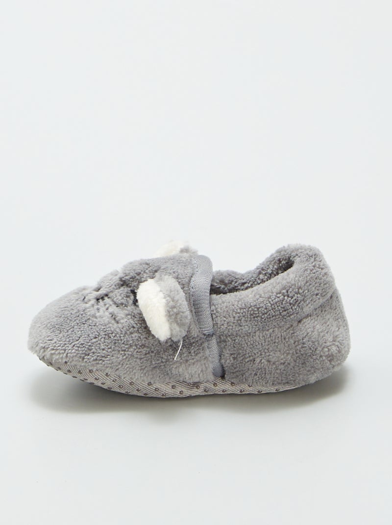 Chaussons en velours 'souris' Gris - Kiabi