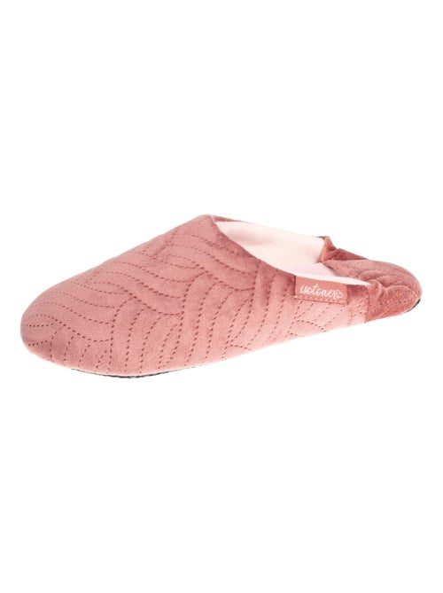 Chaussons extra-light Mules en microvelours et semelle à picots antidérapants - Kiabi