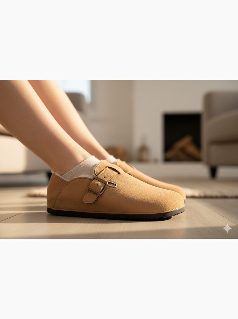 Chaussons Femme Hiver Sabots d’Intérieur Fourrés MD8845 Camel - Kiabi