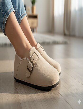 Chaussons Femme Hiver Sabots d’Intérieur Fourrés MD8845