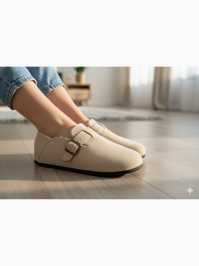 Chaussons Femme Hiver Sabots d’Intérieur Fourrés MD8845 Taupe - Kiabi