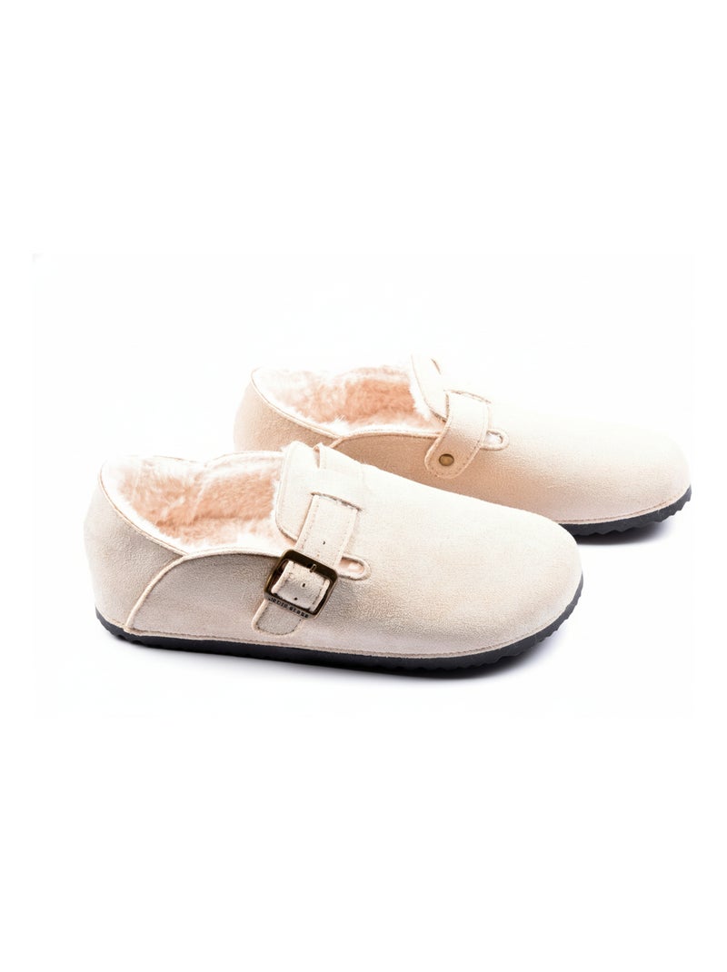 Chaussons Femme Hiver Sabots d’Intérieur Fourrés MD8845 Taupe - Kiabi