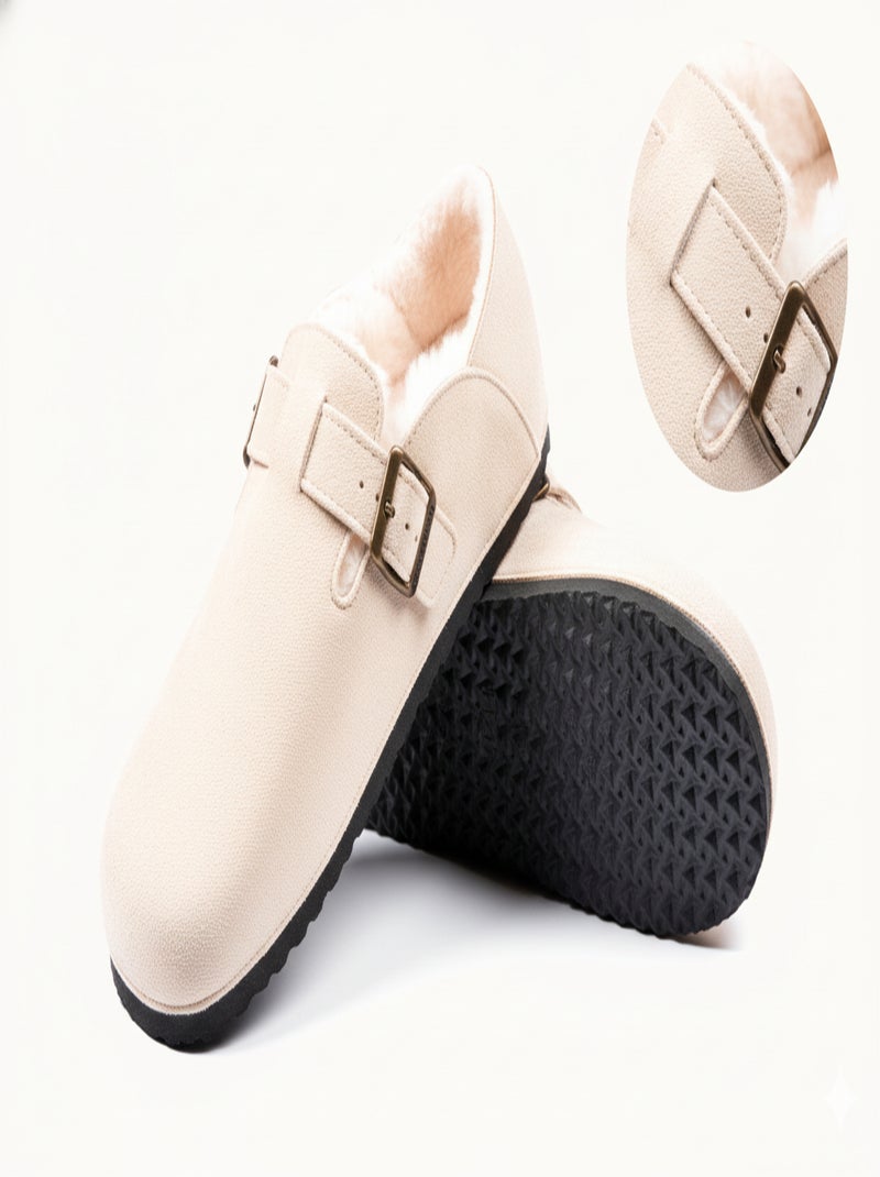 Chaussons Femme Hiver Sabots d’Intérieur Fourrés MD8845 Taupe - Kiabi