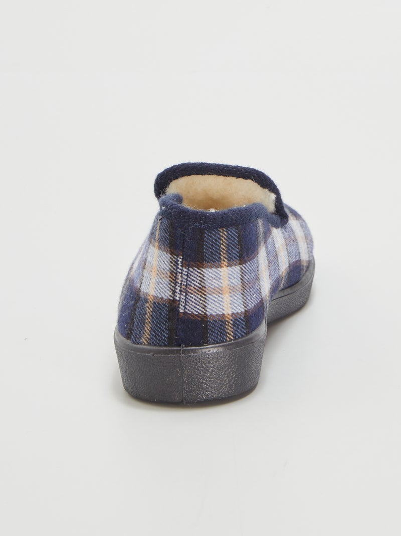 Chaussons Pantoufles fourrés femme, Bleu marine - VERA COLLECTION
