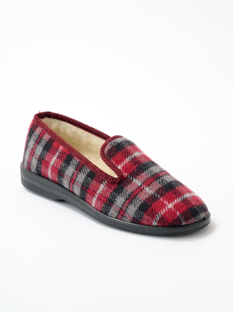 Chaussons grande largeur fourrés laine mixtes Bordeaux - Kiabi