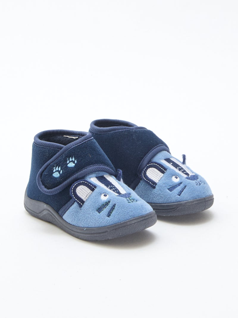Chaussons hauts animés à scratch Bleu - Kiabi