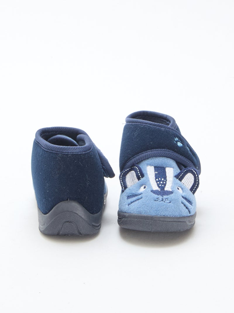 Chaussons hauts animés à scratch Bleu - Kiabi