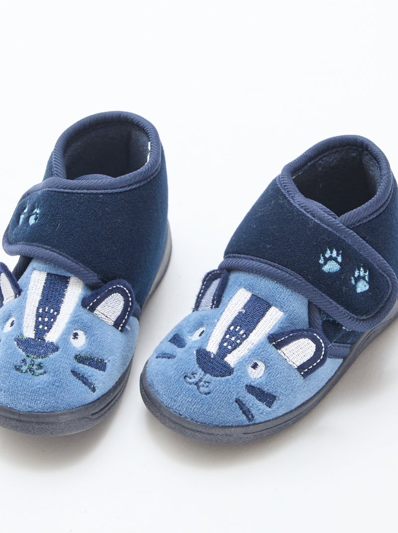 Chaussons hauts animés à scratch Bleu - Kiabi