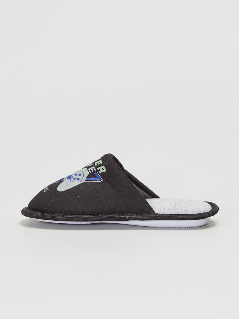 Chaussons imprimés noir - Kiabi