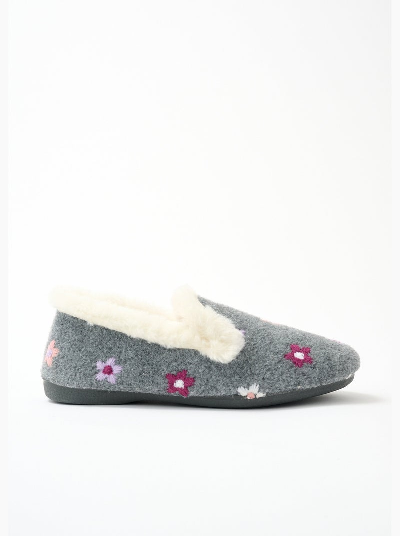 Chaussons largeur confort fausse fourrure - Afibel Gris - Kiabi