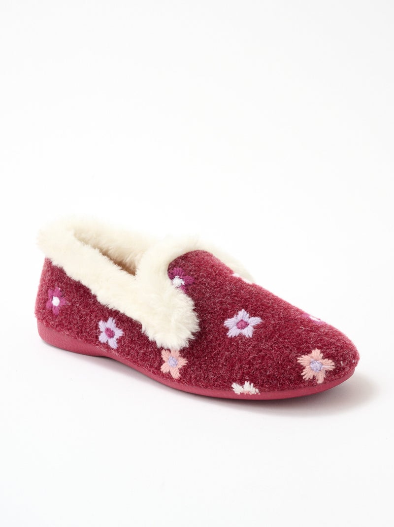 Chaussons largeur confort fausse fourrure Bordeaux - Kiabi