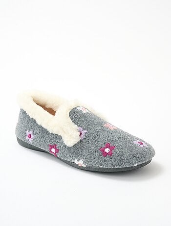 Chaussons largeur confort fausse fourrure