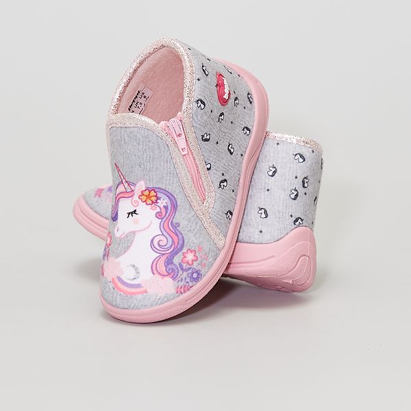 Chaussons Licorne Fille 3 12 Ans Gris Kiabi 10 00