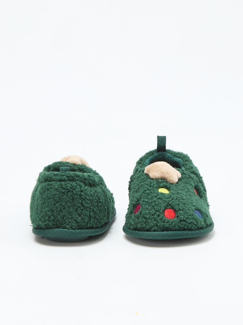 Chaussons ludiques en suédine Noël Vert - Kiabi