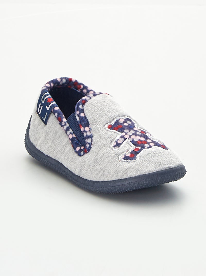 Chaussons 'Lulu Castagnette' Gris/bleu - Kiabi