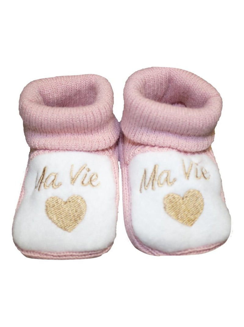 Chaussons "Ma Vie" LES CHATOUNETS Vieux rose - Kiabi