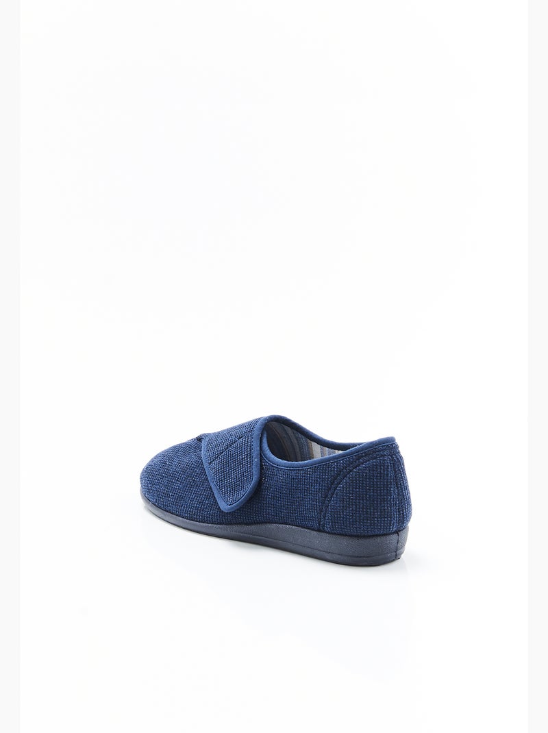 Chaussons maille gaufrée à scratch - Damart Bleu - Kiabi
