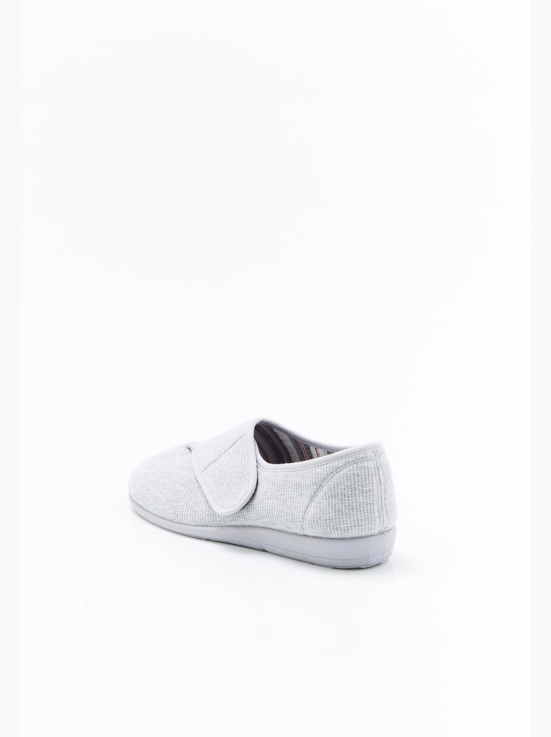 Chaussons maille gaufrée à scratch - Damart Gris - Kiabi
