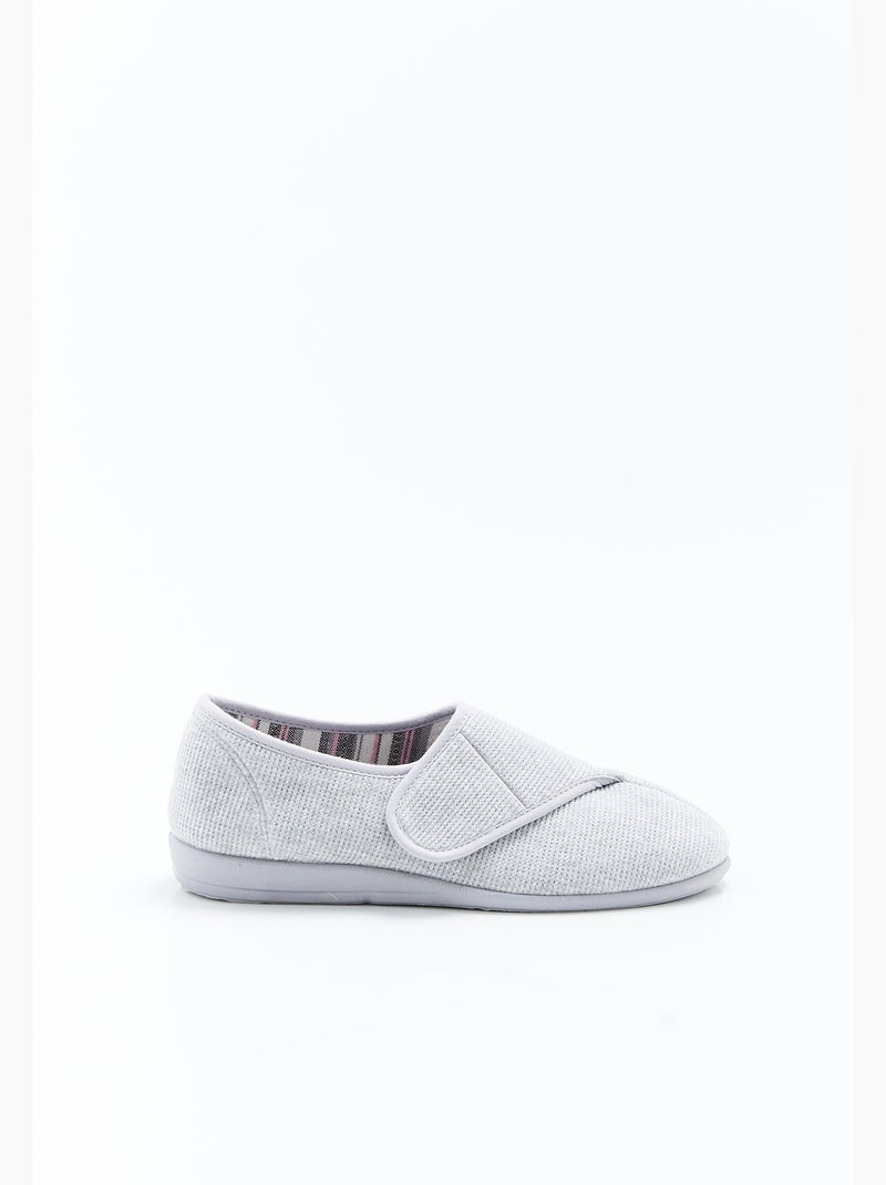Chaussons maille gaufrée à scratch - Damart Gris - Kiabi