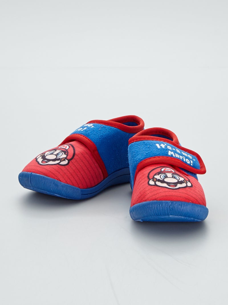 Chaussons 'Mario' en velours Rouge - Kiabi