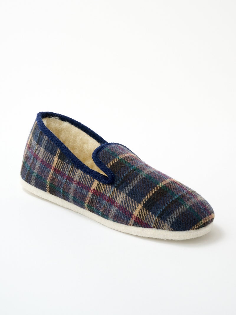 Chaussons mixtes largeur confort semelle feutre Bleu marine - Kiabi