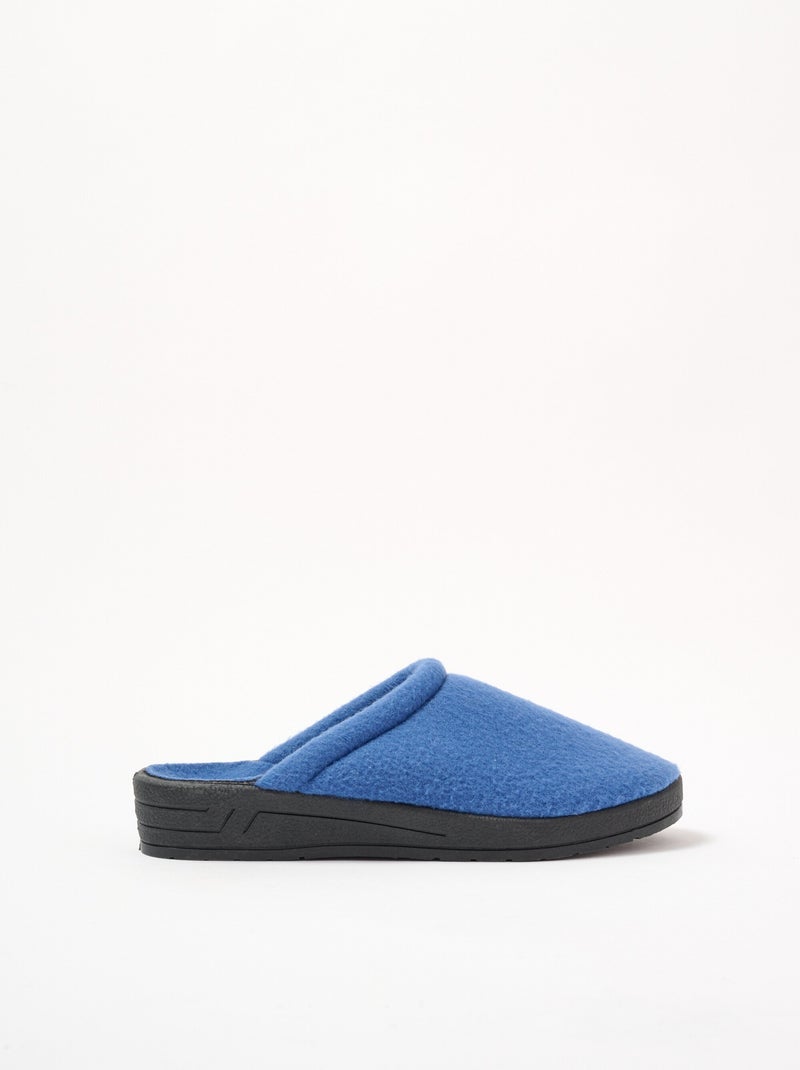 Chaussons mixtes mule largeur confort polaire Bleu denim - Kiabi