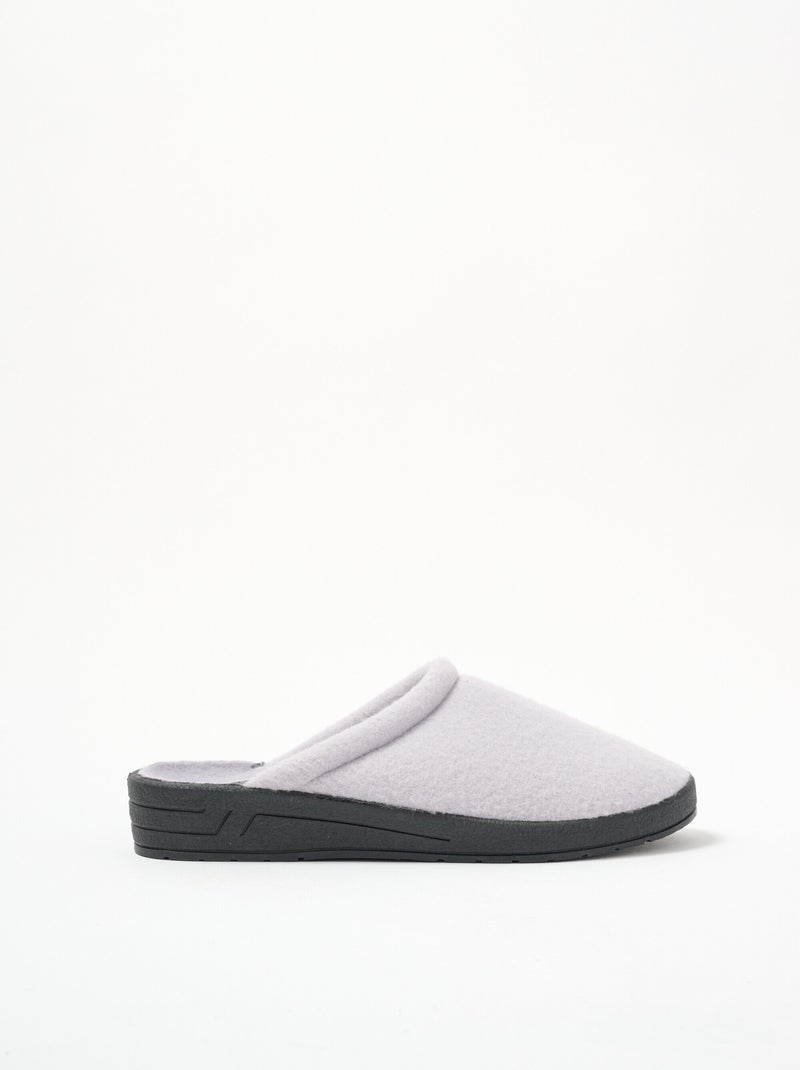 Chaussons mixtes mule largeur confort polaire Gris - Kiabi