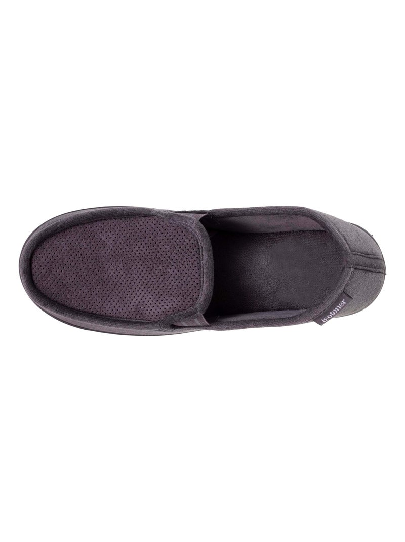 Chaussons mocassins dessus velours et semelle grand confort homme Isotoner Gris - Kiabi