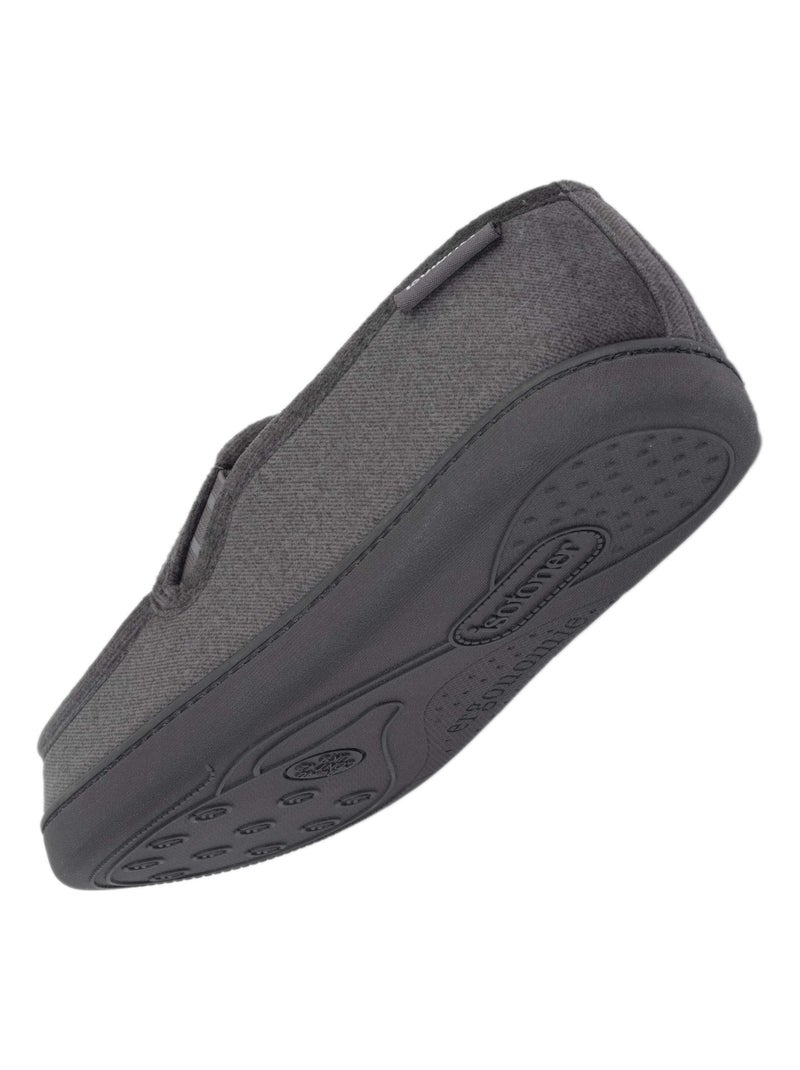 Chaussons mocassins dessus velours et semelle grand confort homme Isotoner Gris - Kiabi