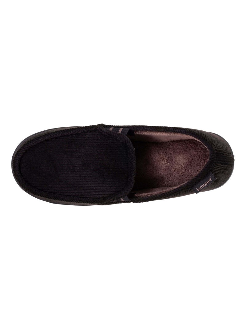 Chaussons mocassins dessus velours et semelle grand confort homme Isotoner Noir - Kiabi