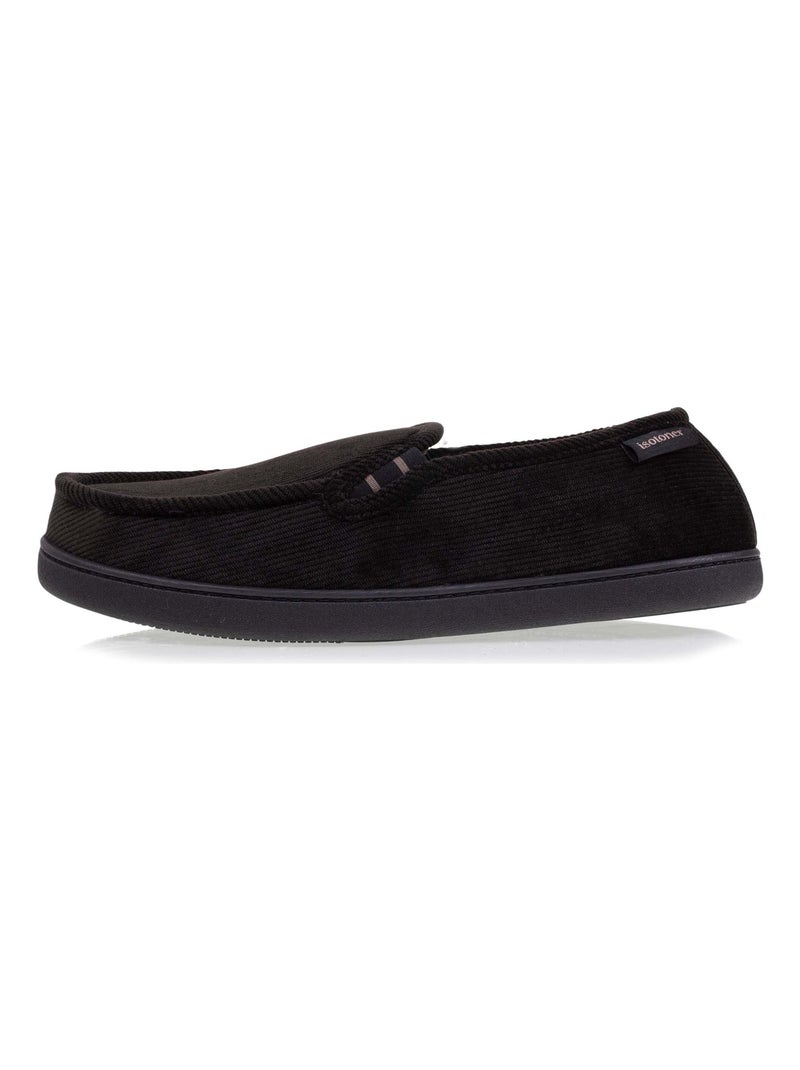 Chaussons mocassins dessus velours et semelle grand confort homme Isotoner Noir - Kiabi