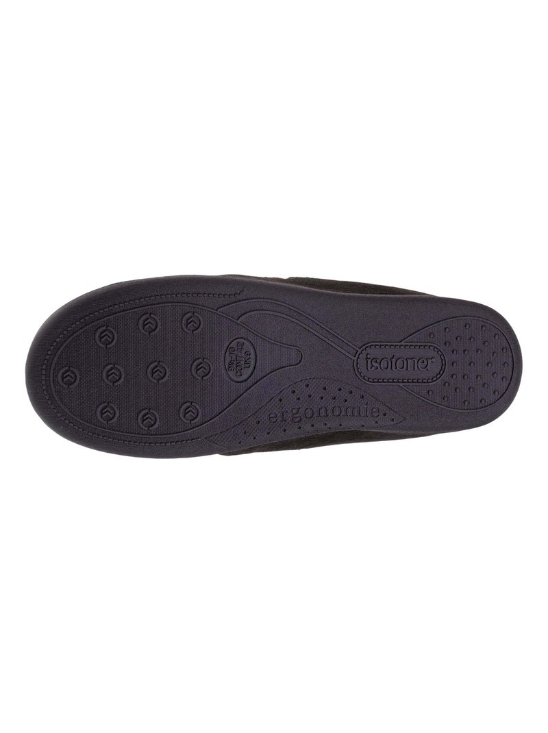 Chaussons mocassins dessus velours et semelle grand confort homme Isotoner Noir - Kiabi