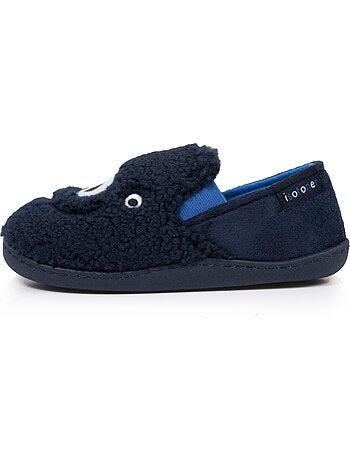 Chaussons mocassins en sherpa, semelle antidérapante garçon