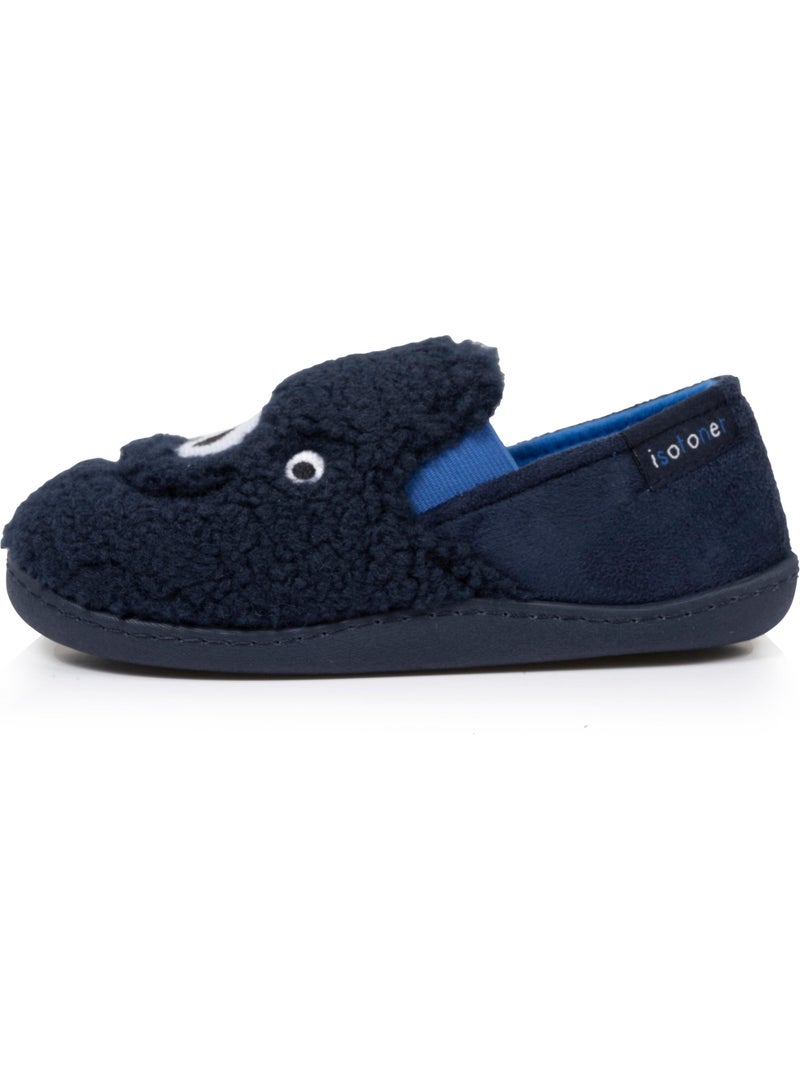 Chaussons mocassins en sherpa, semelle antidérapante garçon isotoner Bleu marine - Kiabi