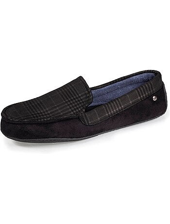 Chaussons mocassins en suédine, semelle gomme homme isotoner