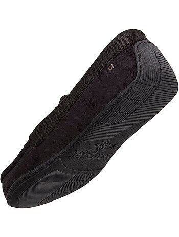 Chaussons mocassins en suédine, semelle gomme homme isotoner