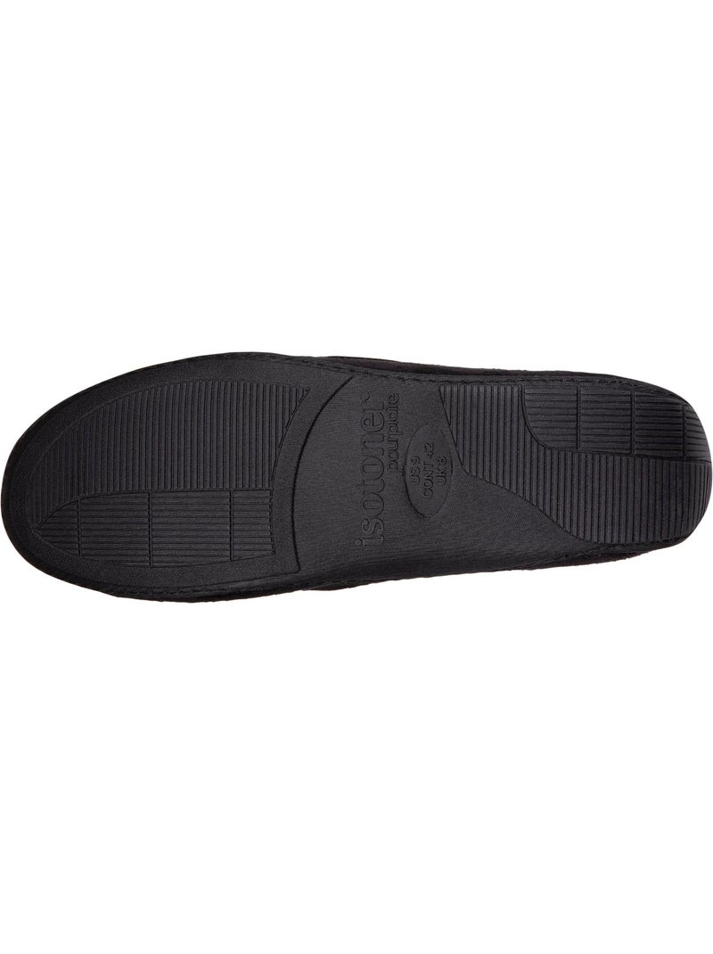 Chaussons mocassins en suédine, semelle gomme homme isotoner Noir Marron - Kiabi